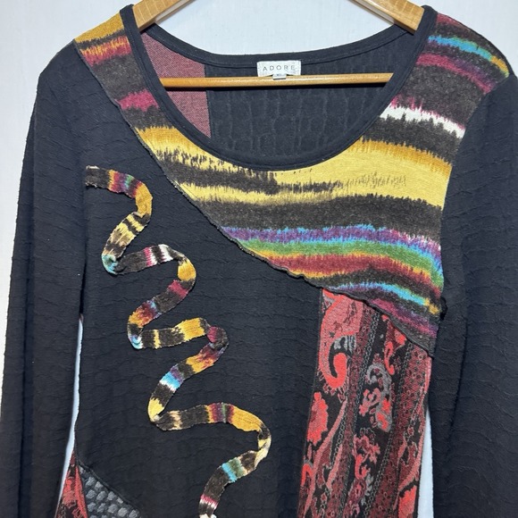 Women's M Boho Tunic Dress Whimsygoth Abstract Print  Sleeve Artsy Festival - Picture 12 of 13